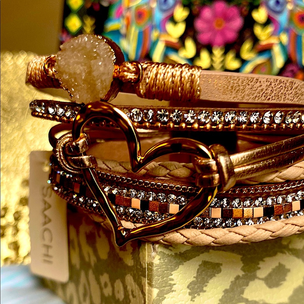 SAACHI- NWT-Gold and Brown Women's Bracelet& FREE 🎁 - Picture 7 of 10